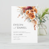 Fall Wedding Elegante Waterverf Bloemen Kaart (Staand voorkant)