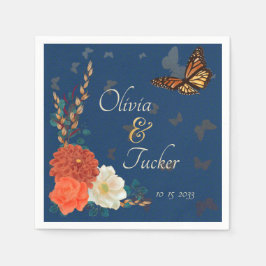 Fall Wedding Floral Butterfly Blauwgroen Aangepast Servet