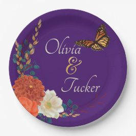 Fall Wedding Floral Butterfly Custom Paper Bord
