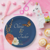 Fall Wedding Floral Butterfly Custom Paper Bord (Feest)