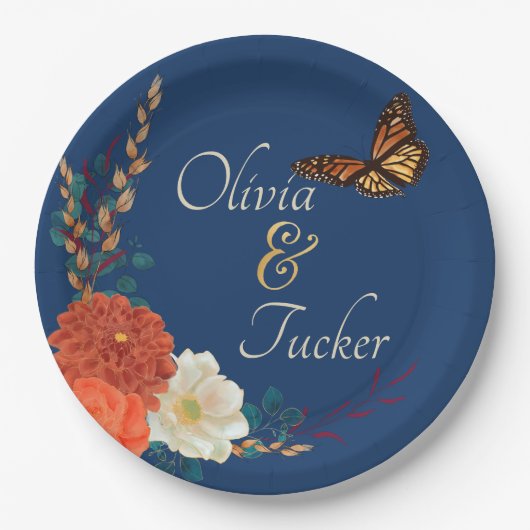 Fall Wedding Floral Butterfly Custom Paper Bord (Voorkant)