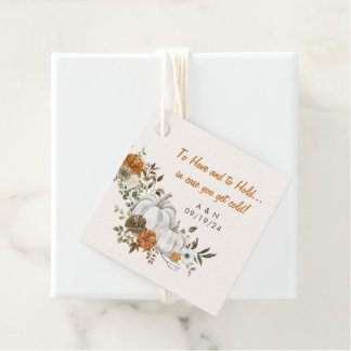 Fall Wedding Gooi Deken Creme Bloemenpompoen Bedankjes Labels