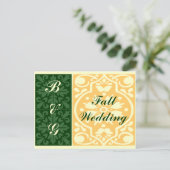 Fall Wedding Green Monograms Aangepast Briefkaart (Staand voorkant)