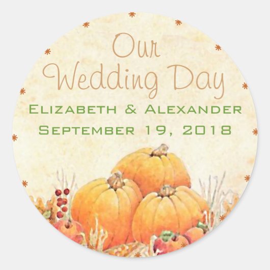 Fall Wedding Guest Favor Ronde Sticker (Voorkant)