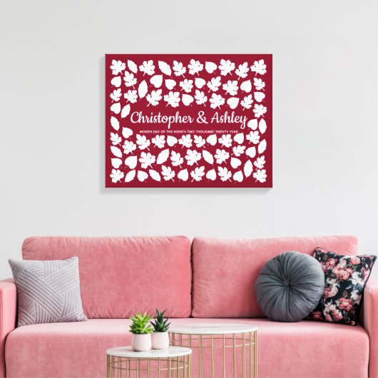 Fall Wedding Guestbook Alternatief 75 Leaves Guest Canvas Afdruk (Insitu (Woonkamer))