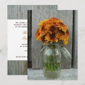 Fall Wedding Mason Jar Flowers & Barnwood Kaart (Voorkant / Achterkant)