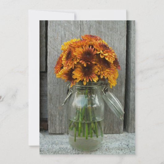 Fall Wedding Mason Jar Flowers & Barnwood Kaart (Voorkant)