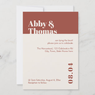 Fall Wedding Modern Minimal Terracotta Uitnodiging
