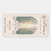 Fall Wedding Modern Rustiek Elegant Bos Welkom Spandoek (Horizontaal)