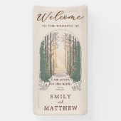 Fall Wedding Modern Rustiek Elegant Bos Welkom Spandoek (Verticaal)