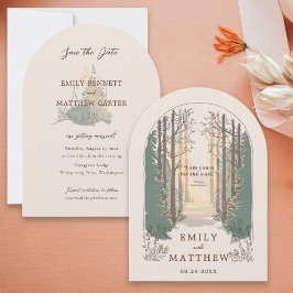 Fall Wedding Modern Rustiek Elegant Eenvoudig Bos Kaart