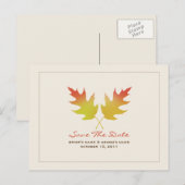 Fall Wedding Oak Leaves Save the Date Briefkaart (Voorkant / Achterkant)