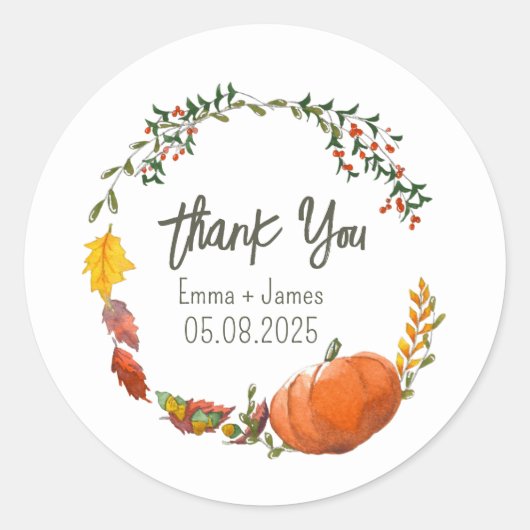 Fall Wedding of Thanksgiving Dank je Sticker (Voorkant)