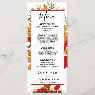 Fall Wedding Personalized Menu Kaart