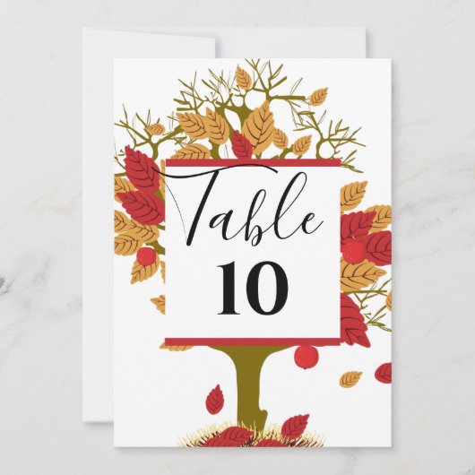 Fall Wedding Personalized Table Flat Kaart (Voorkant)