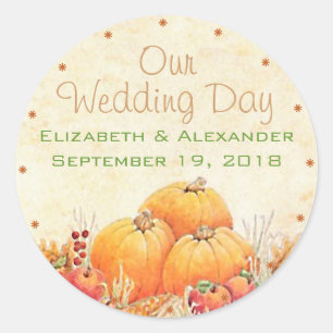 Fall Wedding Pumpkin Guest Favor Bedankt Ronde Sticker