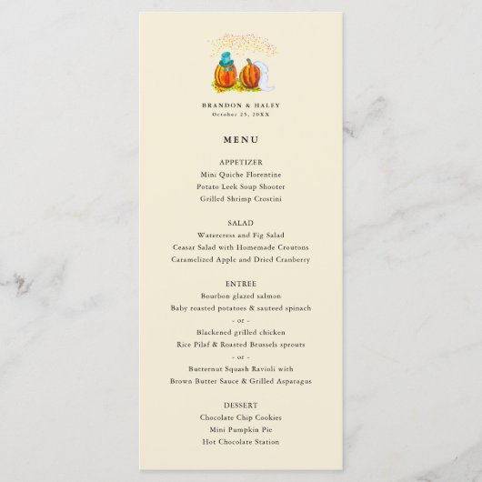 Fall Wedding Pumpkins Menu (Voorkant)