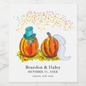 Fall Wedding Pumpkins Wijn Etiket (Enkel label)