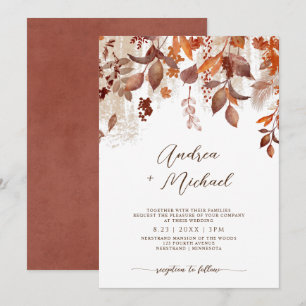Fall Wedding Rust herfst Leaves Foliage Uitnodigin Kaart