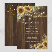 Fall Wedding Rustige houtskaartjes zonnebloem Kaart (Voorkant / Achterkant)