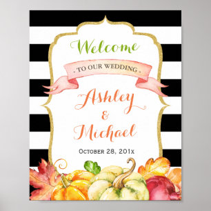 Fall Wedding Sign Autumn Pumpkins Leaves Thema Poster