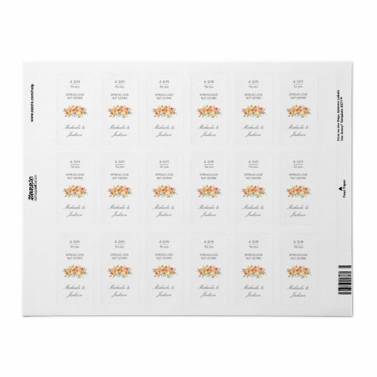 Fall Wedding Spread Love Not Germs Hand Sanitizer Etiket (Full Sheet)