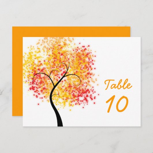 Fall Wedding Swirly Tree Tafelnummer (Voorkant / Achterkant)