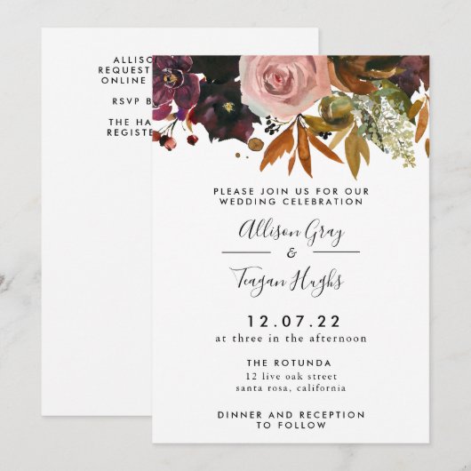 Fall Wedding Uitnodiging (Voorkant / Achterkant)