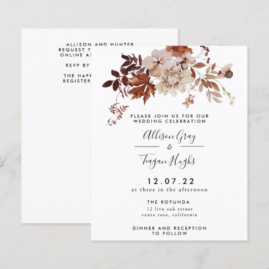 Fall Wedding Uitnodiging | Begroting (Voorkant / Achterkant)