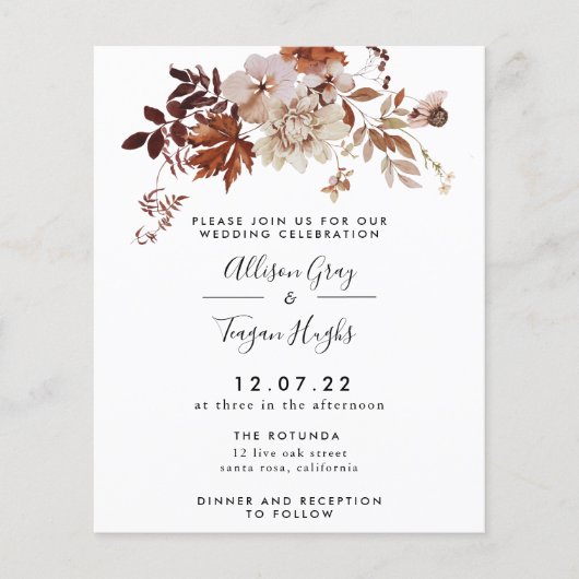 Fall Wedding Uitnodiging | Begroting (Voorkant)