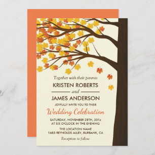 Fall Wedding Uitnodiging   Maple Leaves Autumn Tre