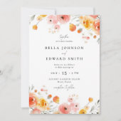 Fall Wedding Waterverf Bloemenuitnodiging Kaart (Voorkant)