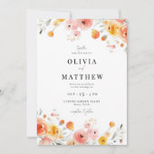 Fall Wedding Waterverf Modern Rustic Floral Kaart (Voorkant)