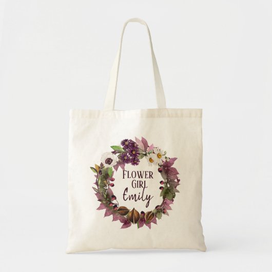 Fall Wedding Wreath Plum Bloemenmeisje ID465 Tote Bag (Voorkant)