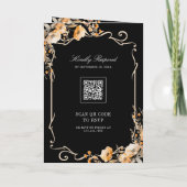Fall Wildflower Crest Black QR Code Wedding (Achterkant)