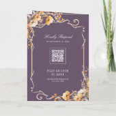Fall Wildflower Crest Dusty Purple QR Code Wedding (Achterkant)