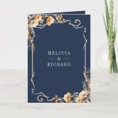 Fall Wildflower Crest Navy Blue QR Code Wedding (Voorkant)