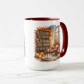 Fall Window Reading Mug — Cozy Chair & Books (Devant droit)