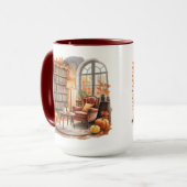 Fall Window Reading Mug — Cozy Chair & Books (Devant gauche)