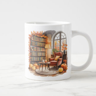 Fall Window Reading Mug — Cozy Chair & Books Extra Grote Beker