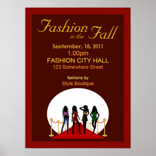 Fall Winter Fashion Show Designer Red Posters
