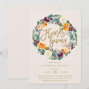 Fall Wreath Friends Dinner Party Invitation