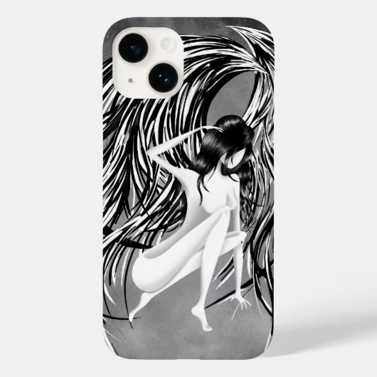 Fallen Angel Gray Monochrome Case-Mate iPhone Case (Achterkant)