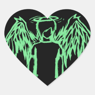 Fallen Angel Green Hart Sticker