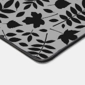 Fallen Leaves Big Pattern Black op grijs Bureaumat (Hoek)