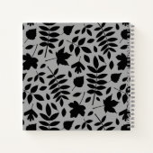 Fallen Leaves Big Pattern Black op grijs Notitieboek (Achterkant)