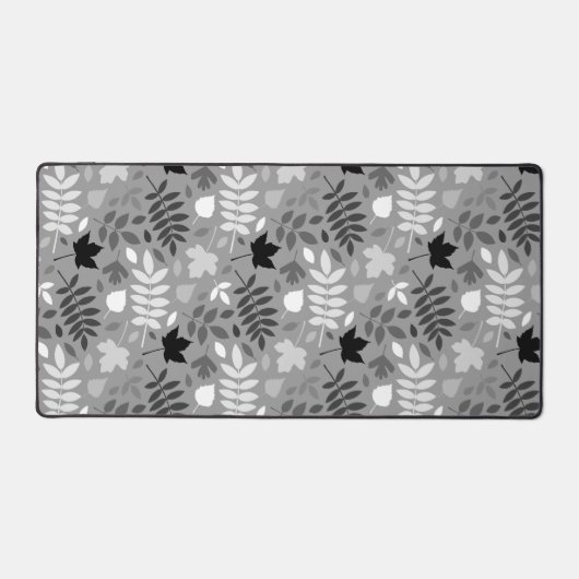 Fallen Leaves Big Pattern Monochrome op grijs Bureaumat (Voorkant)