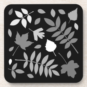 Fallen Leaves Design Grijzen Wit Zwart Bier Onderzetter