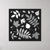 Fallen Leaves Design Grijzen Wit Zwart Canvas Afdruk (Voorkant)