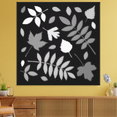 Fallen Leaves Design Grijzen Wit Zwart Canvas Afdruk (Insitu (Woonkamer))